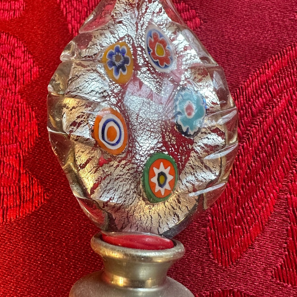 Hand-blown Murano glass millefiori wine bottle stopper.